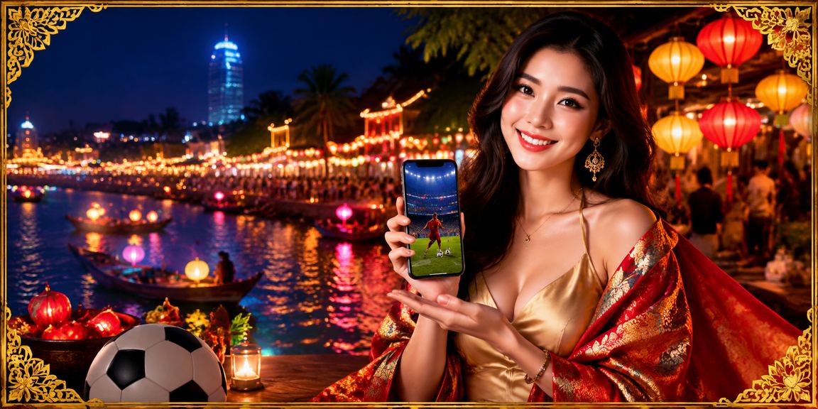 Khung cảnh chợ đêm Nha Trang và người dùng trải nghiệm game casino trên điện thoại
