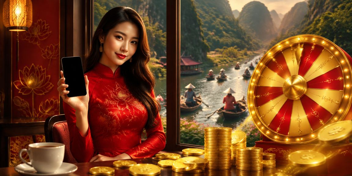 Không gian Ninh Bình yên tĩnh với ly cà phê Việt và màn hình roulette trực tuyến